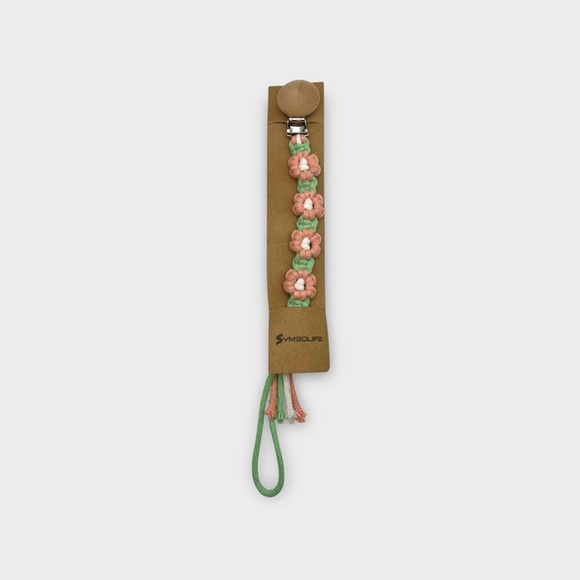 ❗5/$25❗Symbolife Floral Macrame Baby Pacifier Clip - Picture 1 of 2